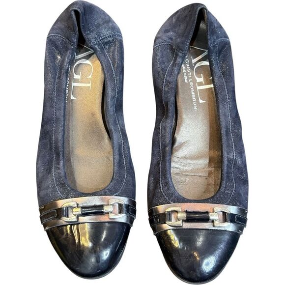 AGL Attilio Giusti Leombruni Monika Suede Patent Leather Italy Round Cap Toe Bal - Picture 1 of 9